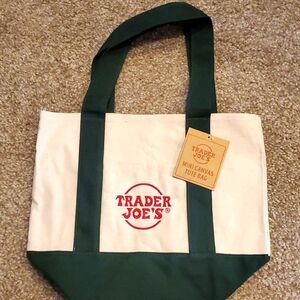 Trader Joe's Mini Canvas Tote Bag Dark Green